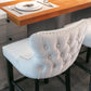 Bar Stools 4x Velvet Upholstered Button Tufted Wood Legs