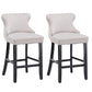 Bar Stools 4x Velvet Upholstered Button Tufted Wood Legs