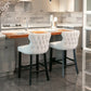 Bar Stools 4x Velvet Upholstered Button Tufted Wood Legs