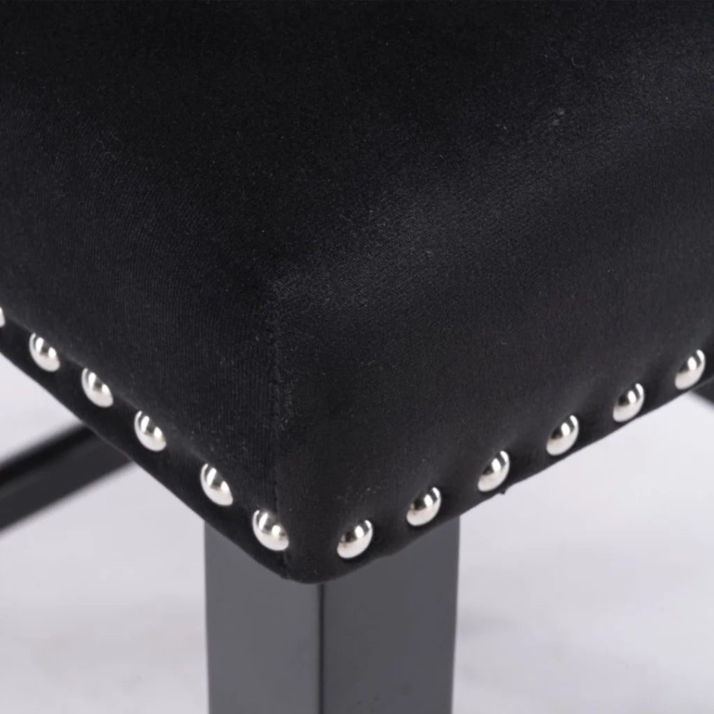 Bar Stools 4x Velvet Upholstered Button Tufted Wood Legs