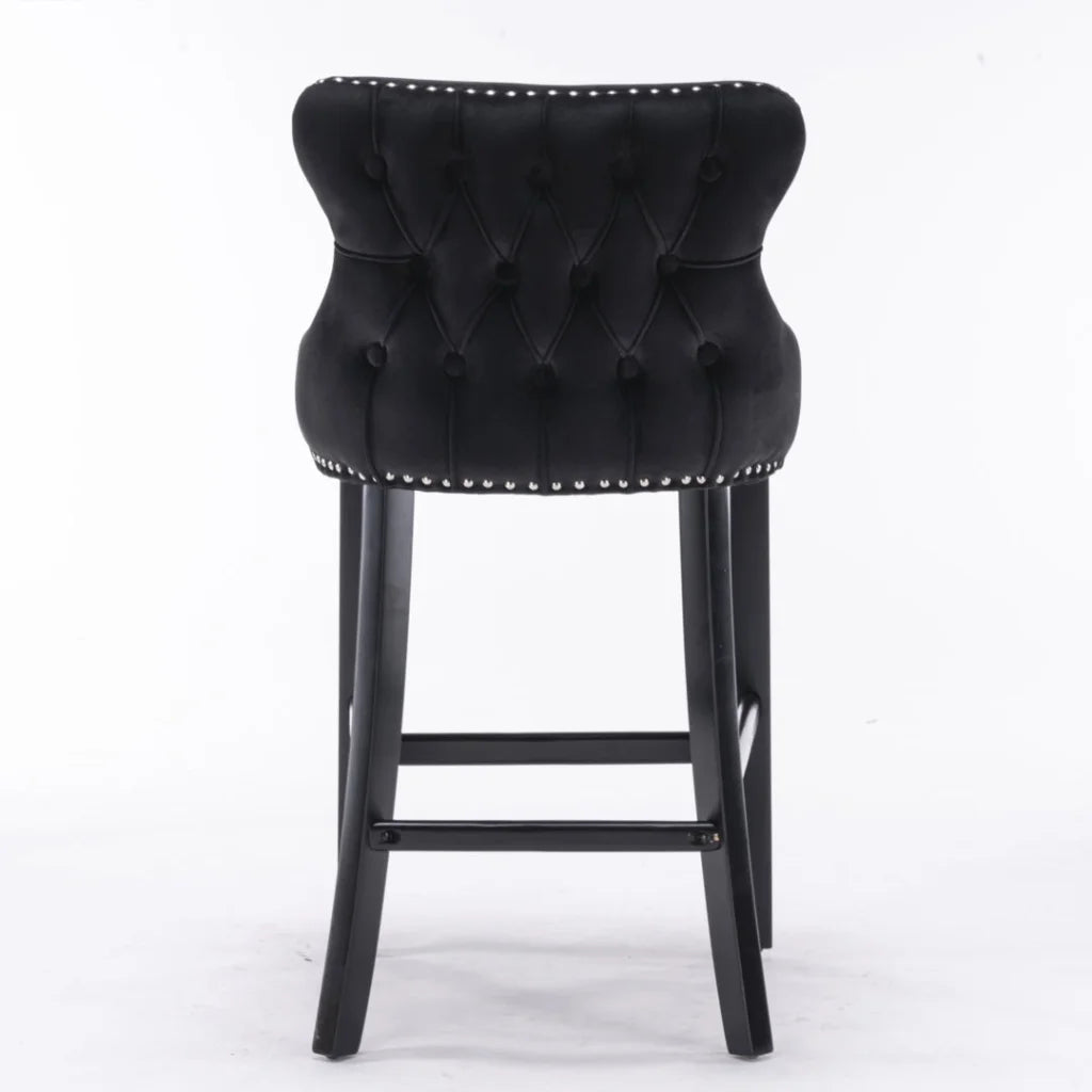 Bar Stools Set Of Four Velvet Upholstered Button