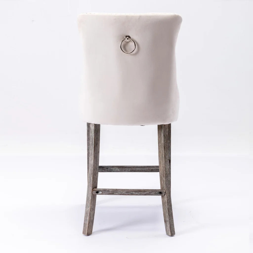 Bar Stools 4x Velvet Upholstered Tufted Dining Chairs Studs