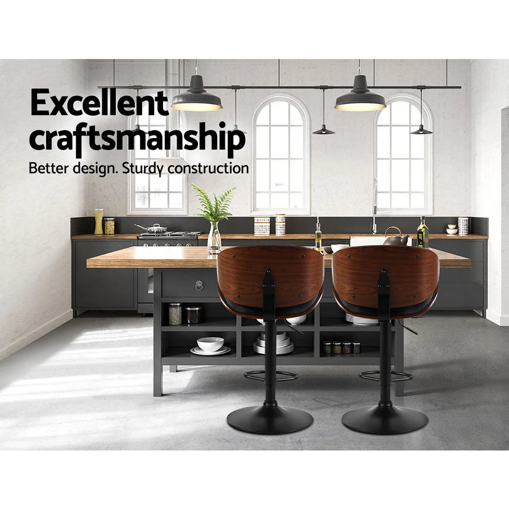 Bar Stools Kitchen Swivel Gas Lift Wooden Metal Black