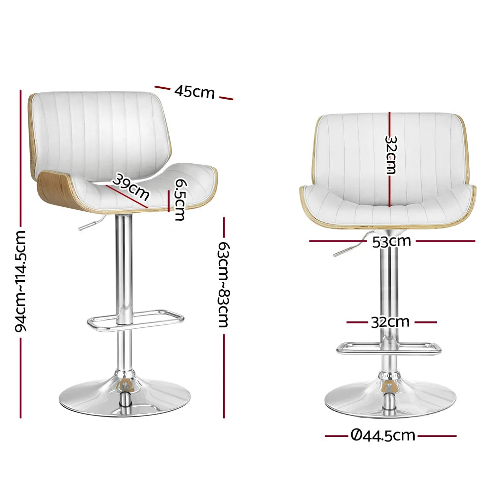 Bar Stools Set of 2 Adjustable Leather Chairs