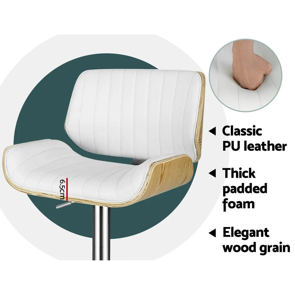 Leather Bar Stools Set 2 Adjustable Chairs 2x