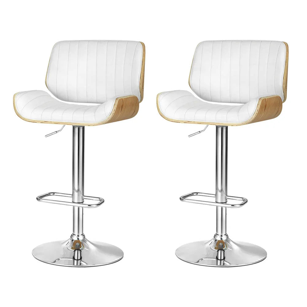Stools Set 2 Adjustable Chairs 2x Bar Leather