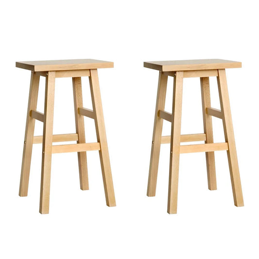 Bar Stools Set of 2 Beech Wood - Natural - Bar Stools &