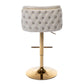 Bar Stools Set of 2 Faux Leather Golden Base Swivel - Beige