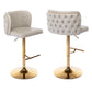 Bar Stools Set of 2 Faux Leather Golden Base Swivel - Beige