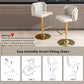 Bar Stools Set of 2 Faux Leather Golden Base Swivel - Beige