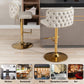 Bar Stools Set of 2 Faux Leather Golden Base Swivel - Beige