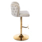 Bar Stools Set of 2 Faux Leather Golden Base Swivel - Beige