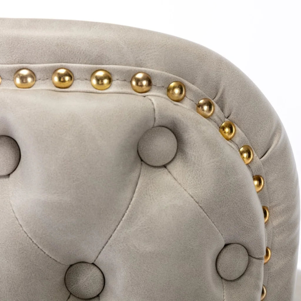 Bar Stools Set of 2 Faux Leather Golden Base Swivel - Beige