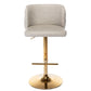 Bar Stools Set of 2 Faux Leather Golden Base Swivel - Beige