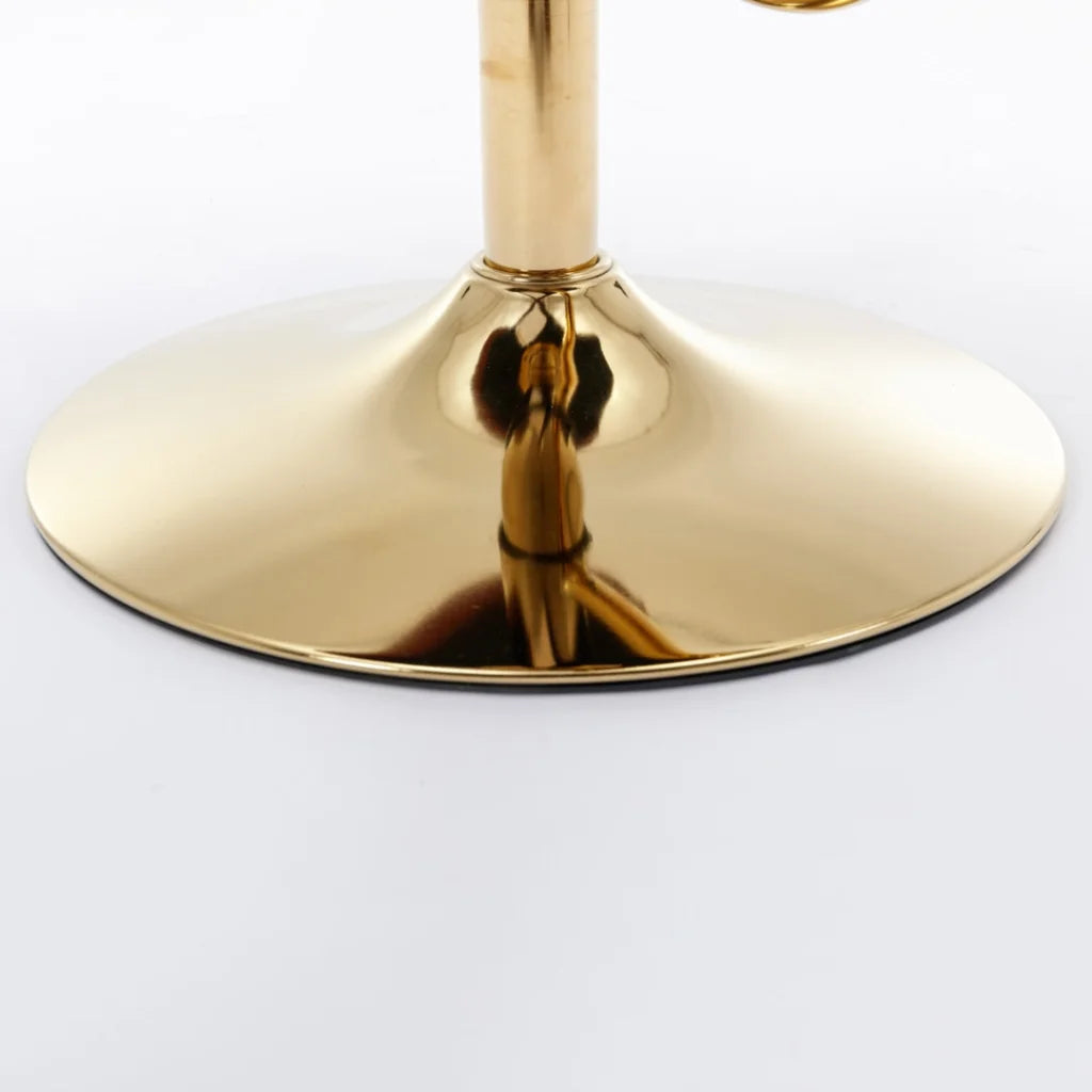 Bar Stools Set of 2 Faux Leather Golden Base Swivel - Black