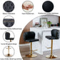 Bar Stools Set of 2 Faux Leather Golden Base Swivel - Black