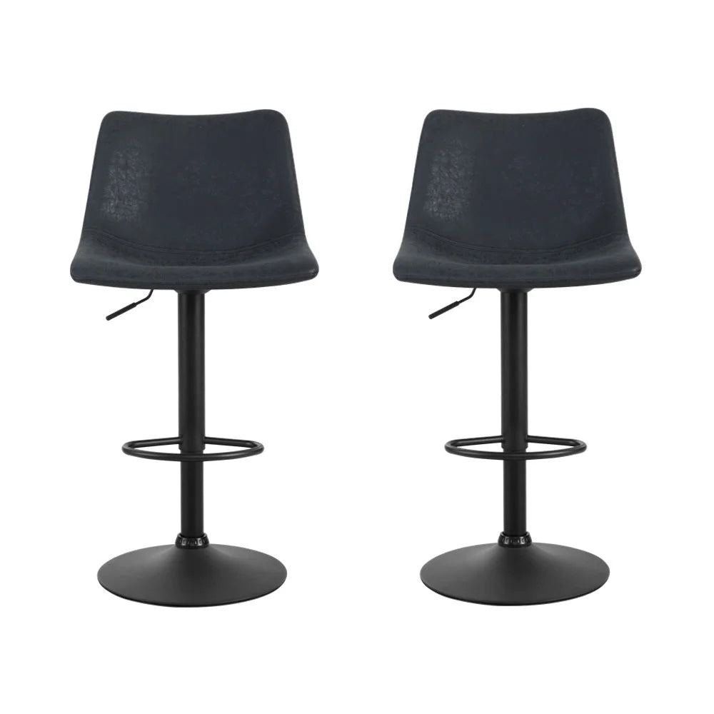 Bar Stools Set of 2 Gas Lift - Black - Bar Stools & Chairs