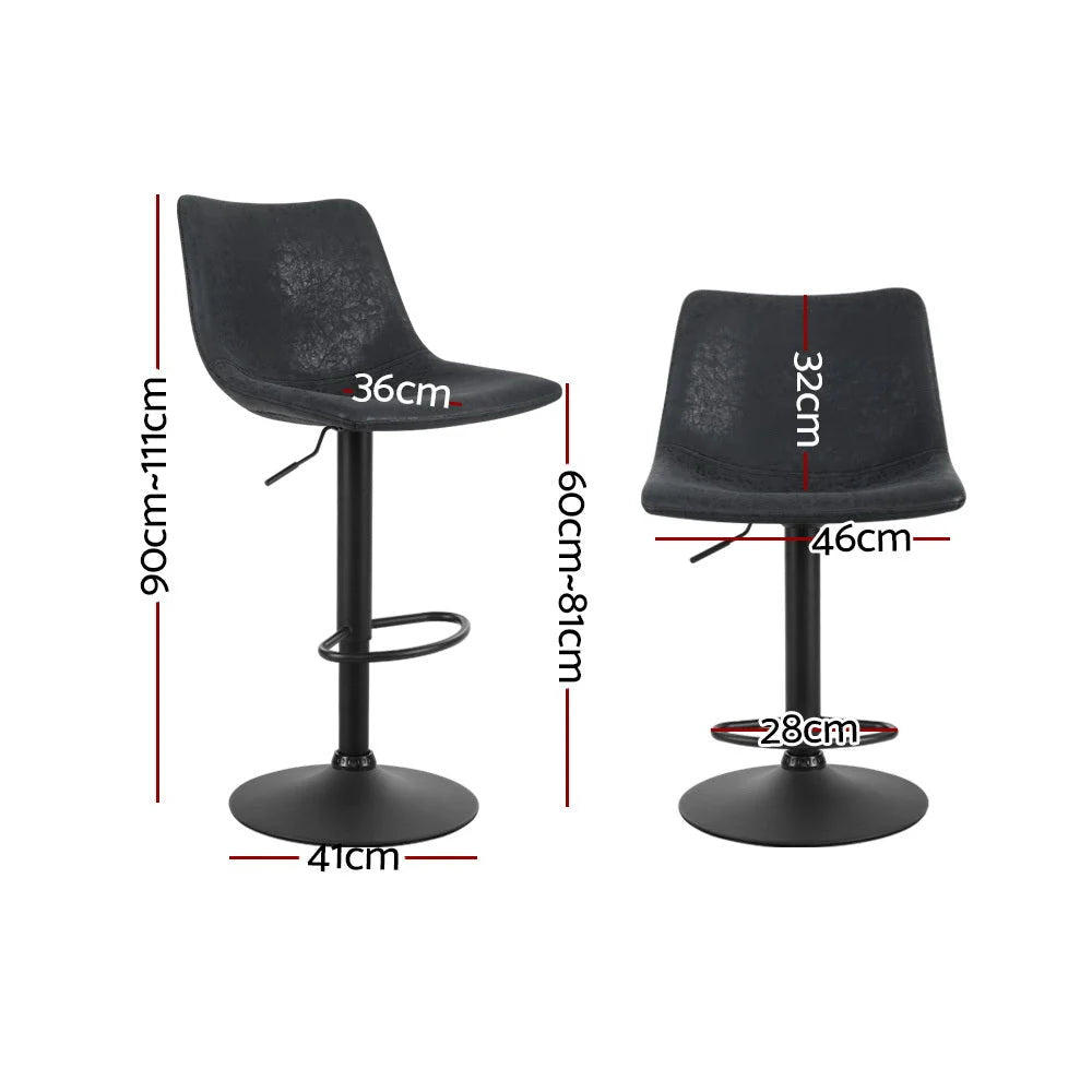 Bar Stools Set of 2 Gas Lift - Black - Bar Stools & Chairs