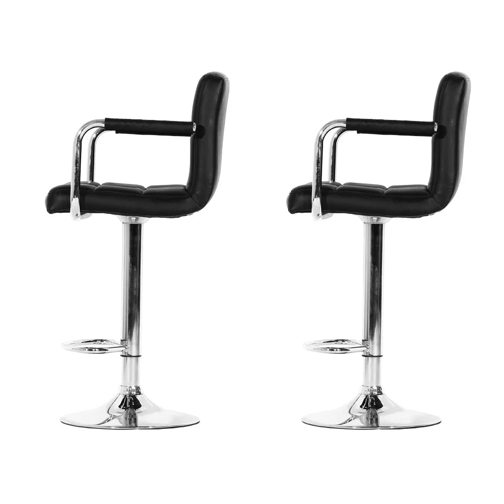 Bar Stools Set of 2 Gas lift Swivel Armrests Steel