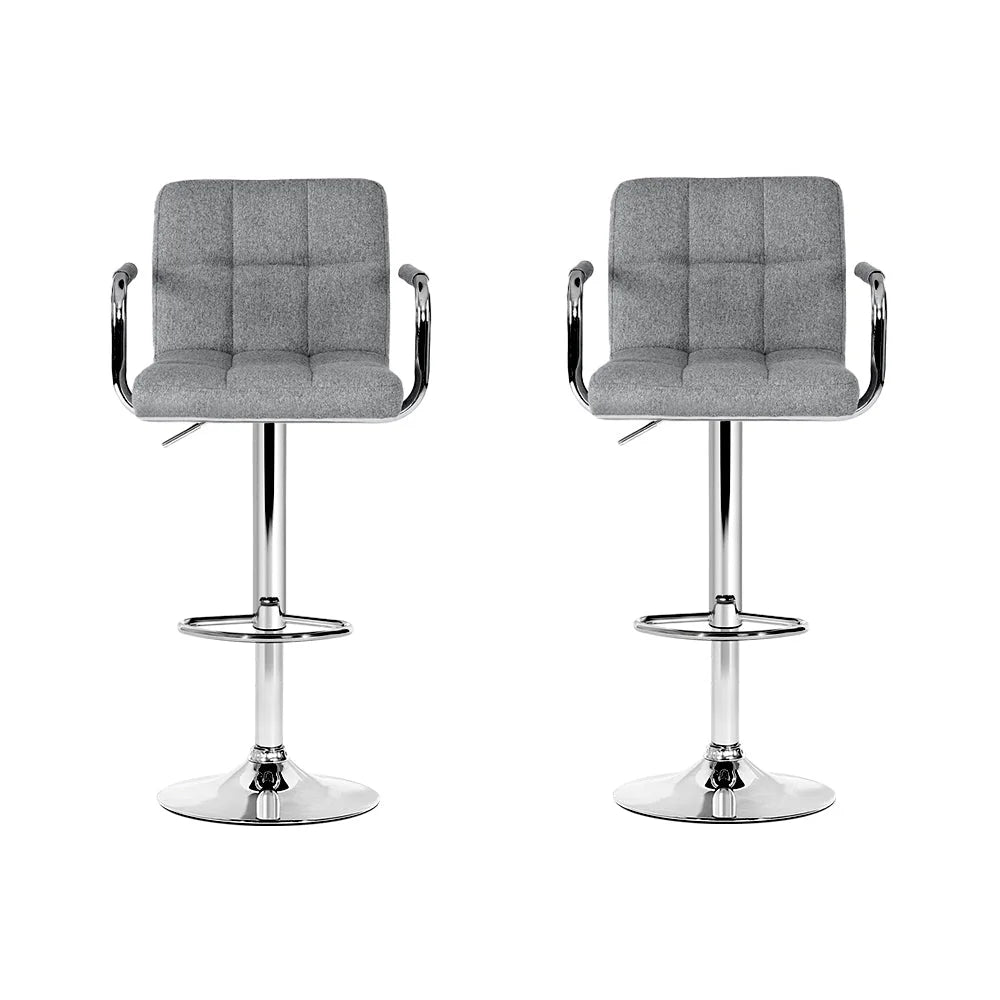 Bar Stools Set of 2 Gas lift Swivel - Steel and Grey - Bar