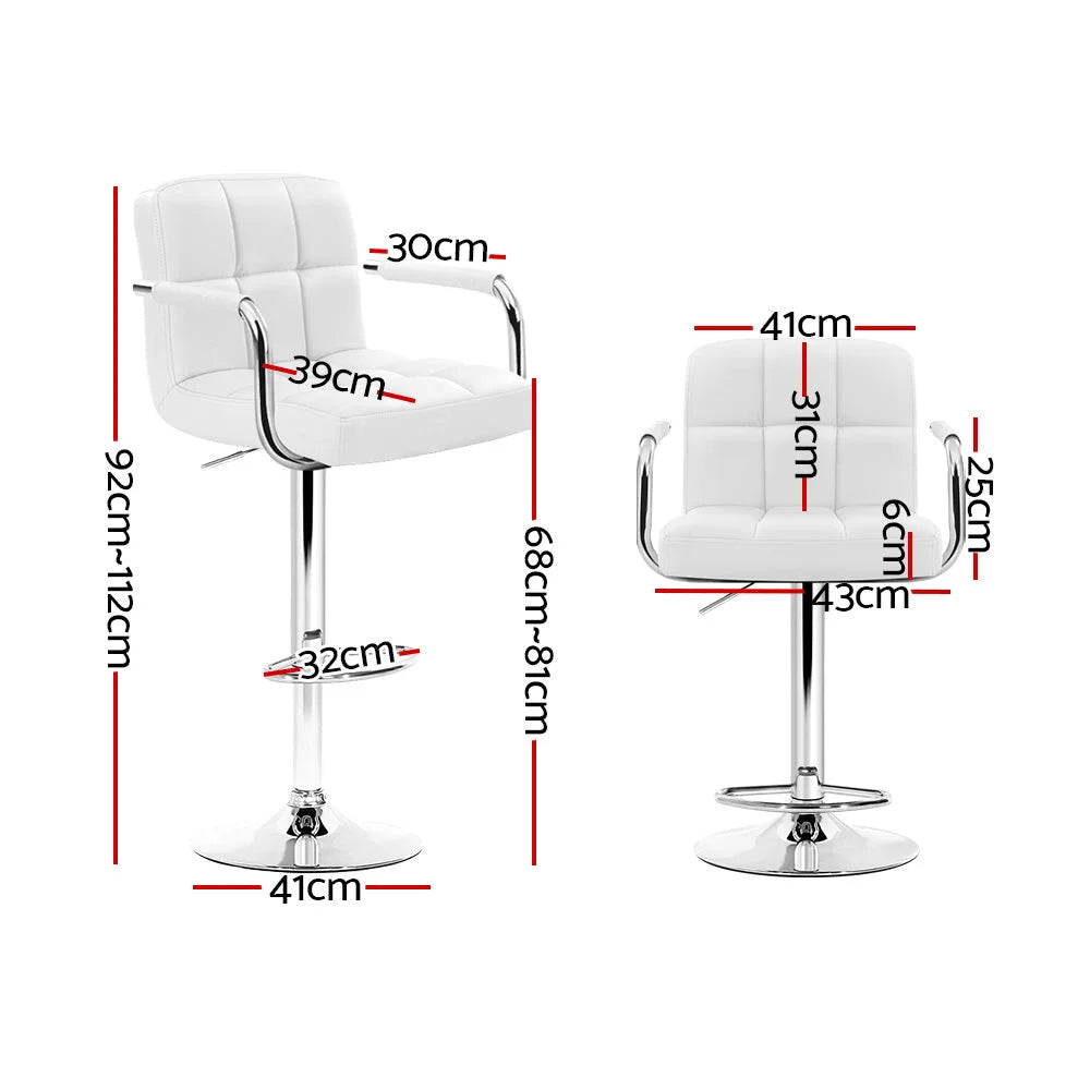 Bar Stools (Set of 2) Gas Lift Swivel Steel & White - Bar