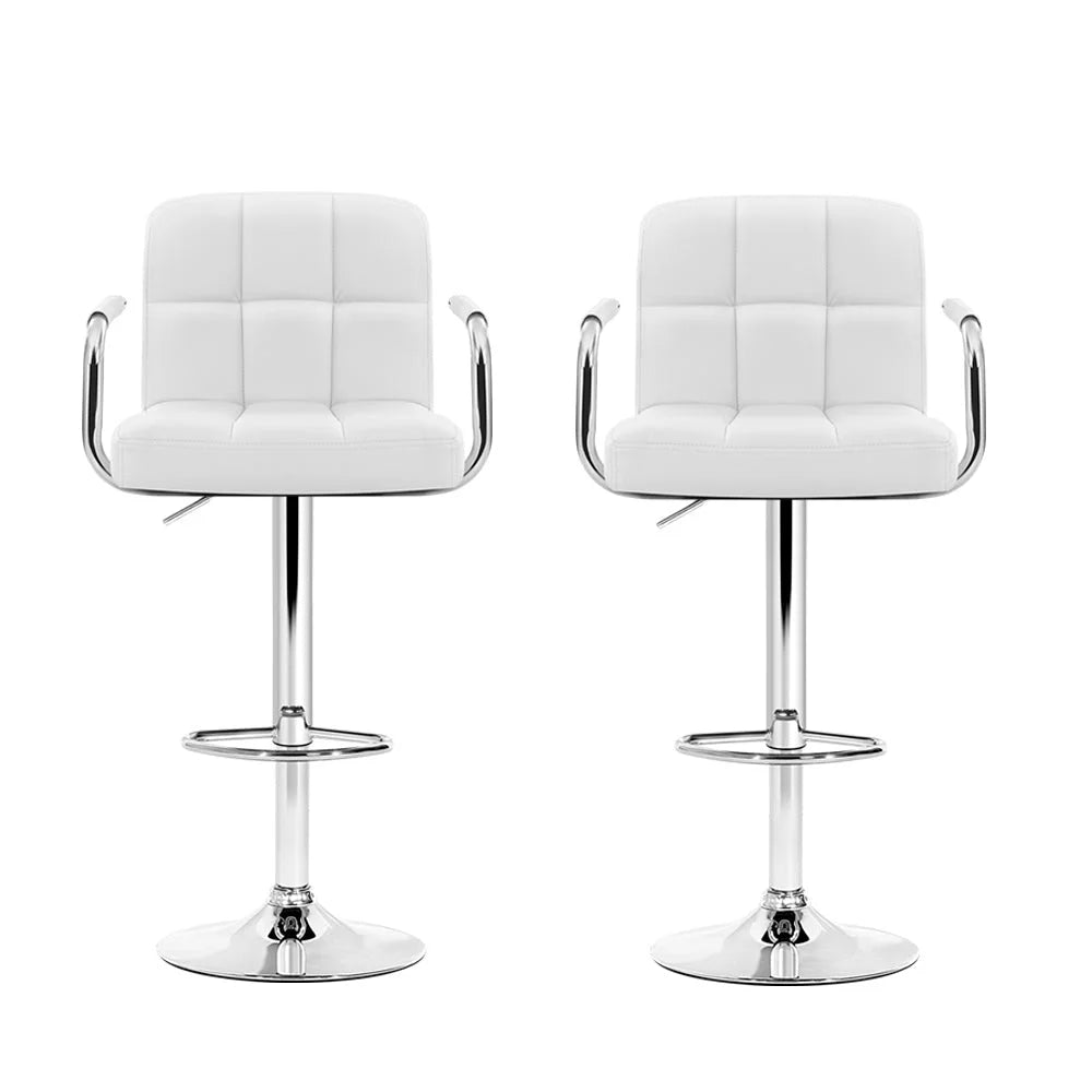 Bar Stools (Set of 2) Gas Lift Swivel Steel & White - Bar