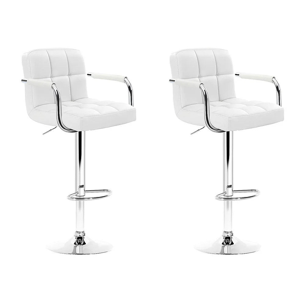 Bar Stools (Set of 2) Gas Lift Swivel Steel & White - Bar