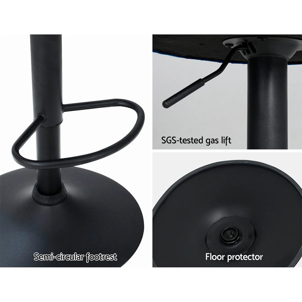 Bar Stools Set of 2 Gas Lift Velvet - Blue