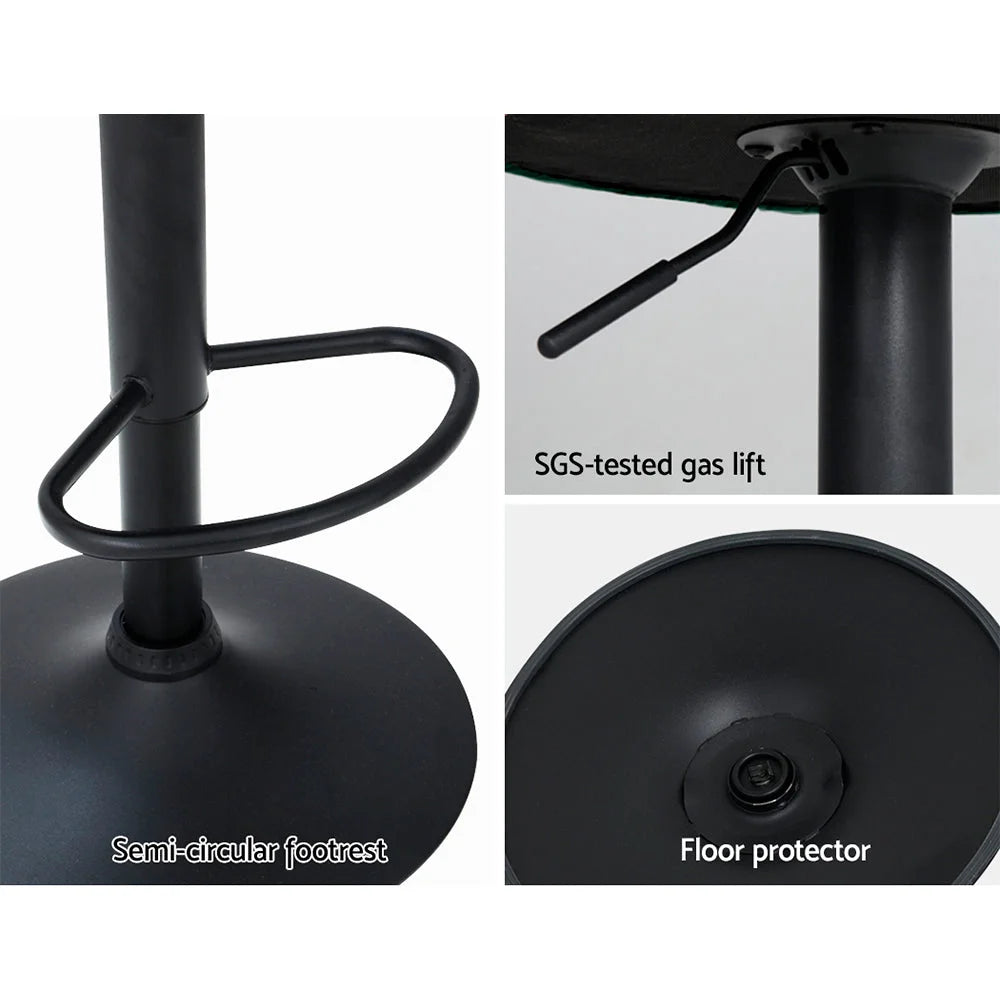 Bar Stools Set of 2 Gas Lift Velvet - Green