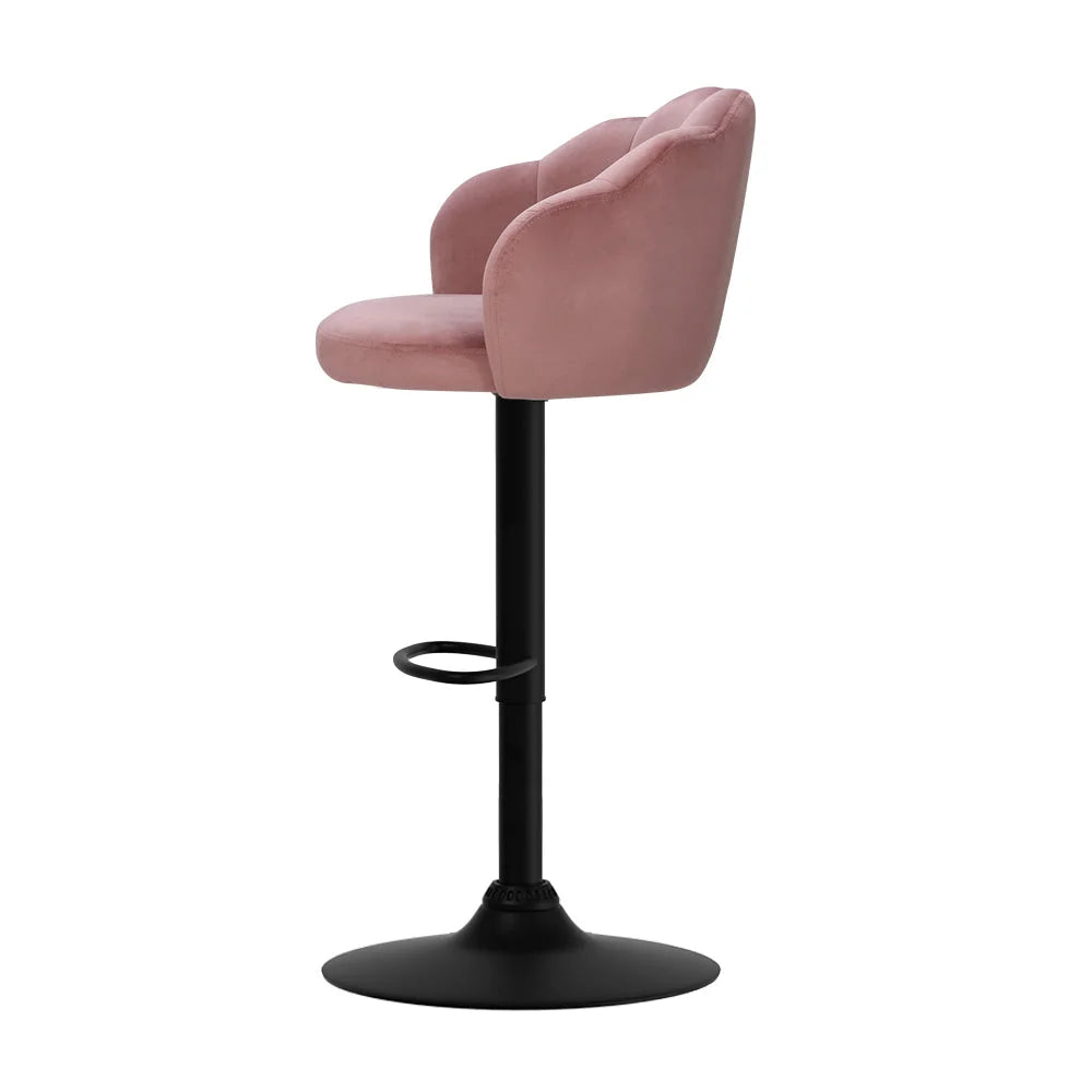 Bar Stools Set of 2 Gas Lift Velvet - Pink