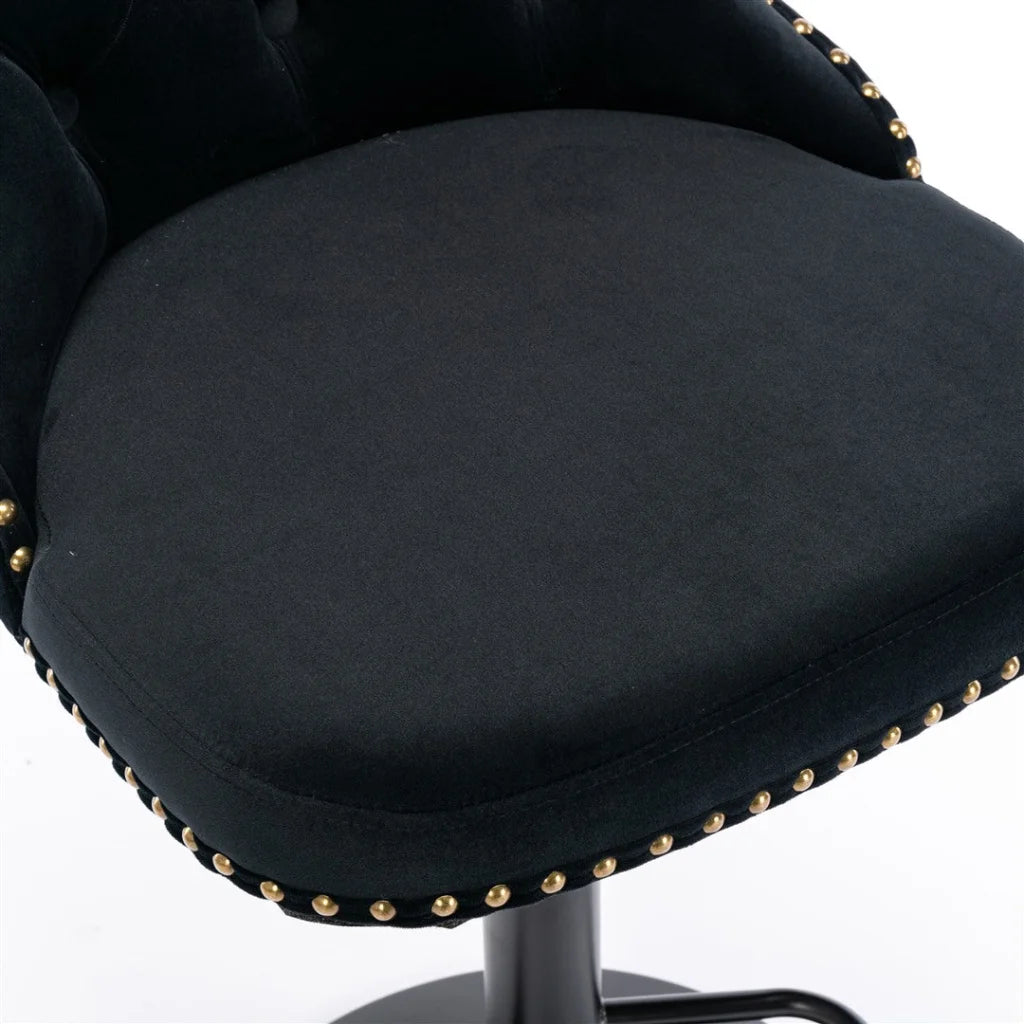 Bar Stools Set of 2 Height Adjustable Swivel Velvet