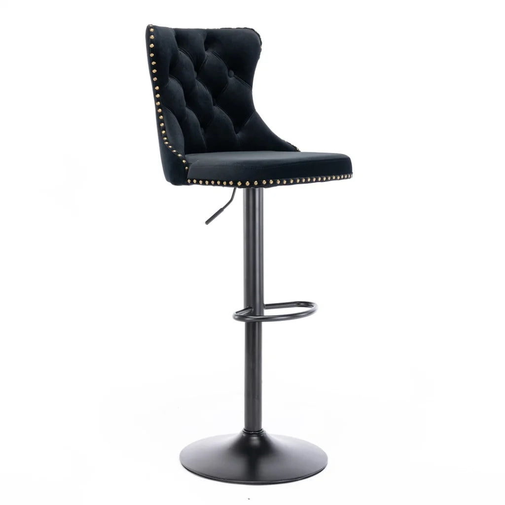 Bar Stools Set of 2 Height Adjustable Swivel Velvet