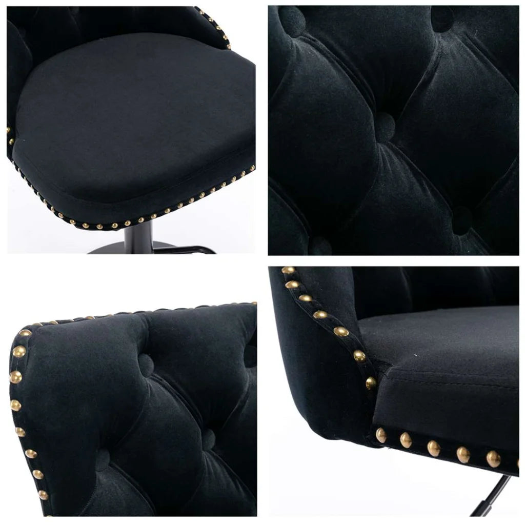 Bar Stools Set of 2 Height Adjustable Swivel Velvet
