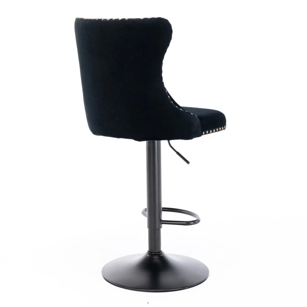 Bar Stools Set of 2 Height Adjustable Swivel Velvet