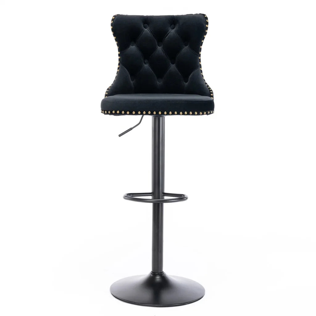 Bar Stools Set of 2 Height Adjustable Swivel Velvet