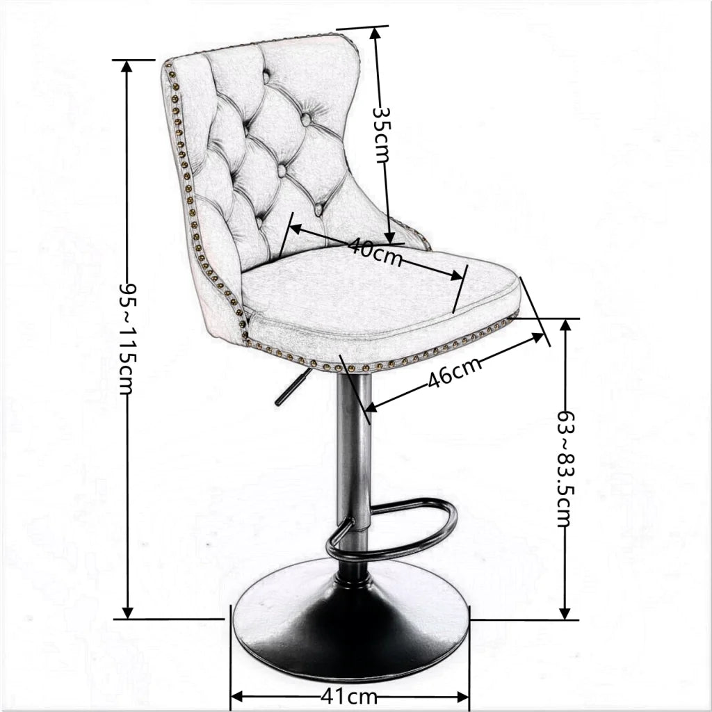 Bar Stools Set of 2 Height Adjustable Swivel Velvet