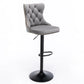 Bar Stools Set of 2 Height Adjustable Swivel Velvet