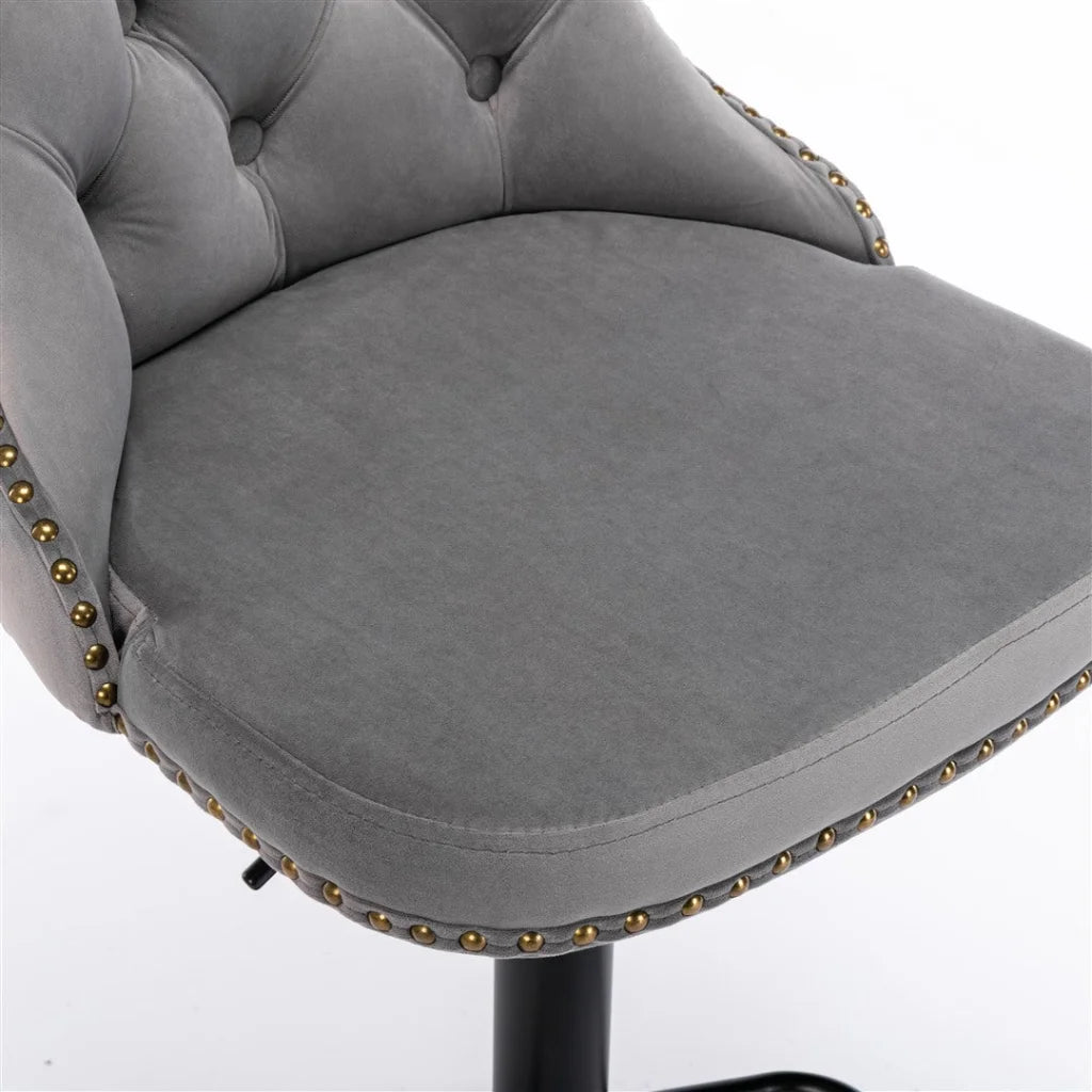 Bar Stools Set of 2 Height Adjustable Swivel Velvet