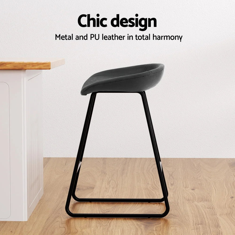 Leather metal bar stool with surface detail shown