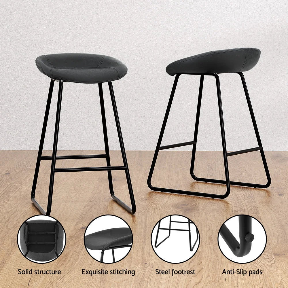 Bar Stools Set of 2 Kitchen Dining Chairs Counter Stool PU