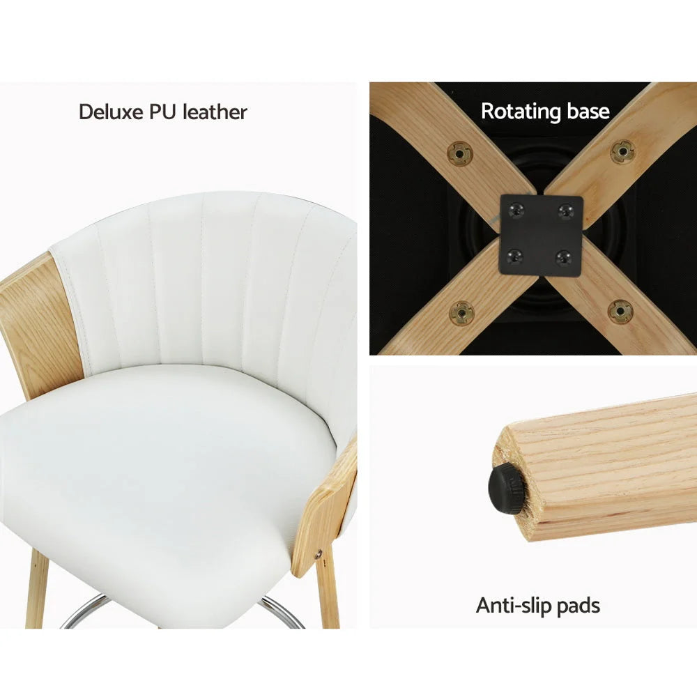 Bar Stools Set of 2 Kitchen Leather Swivel Counter Chairs