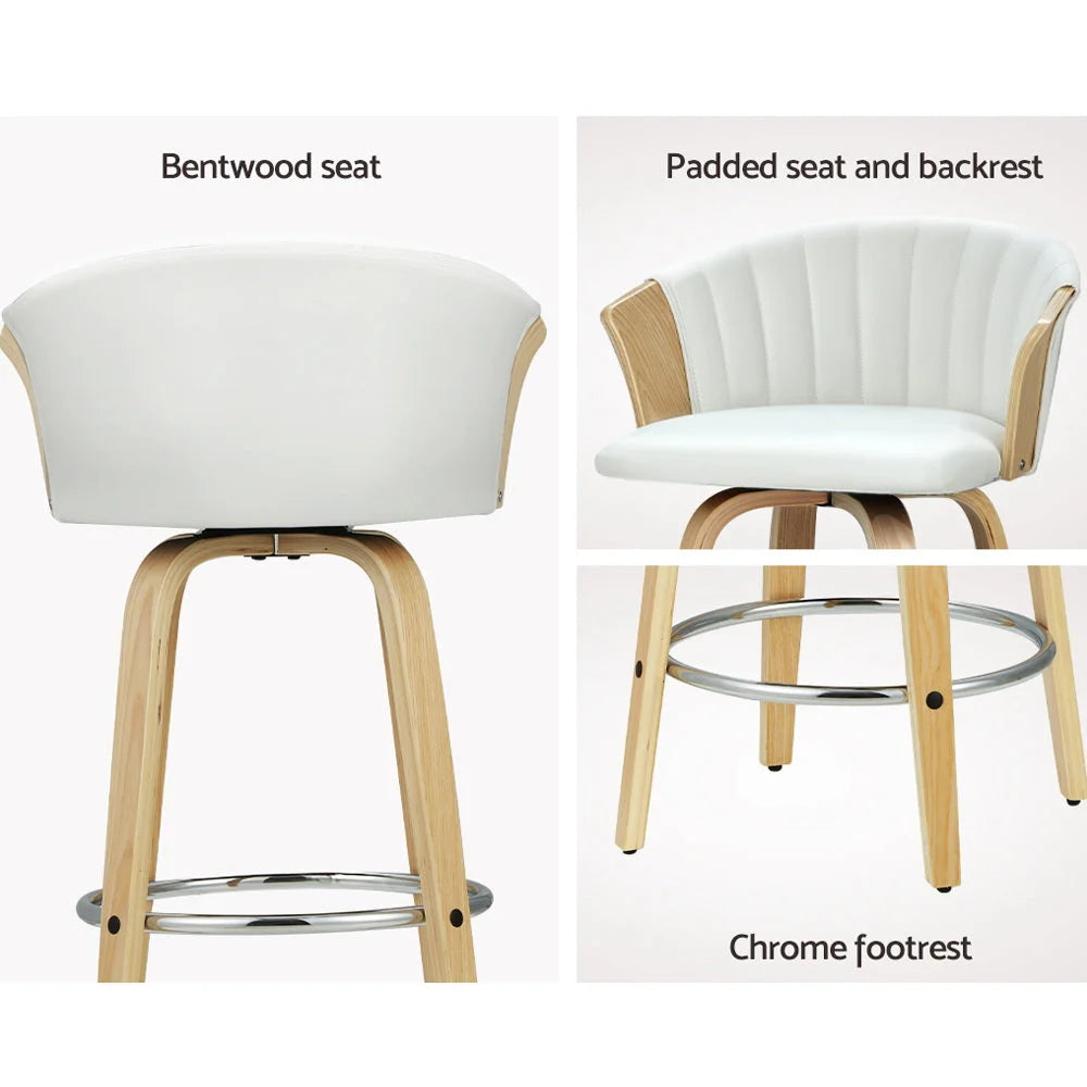 Bar Stools Set of 2 Kitchen Leather Swivel Counter Chairs