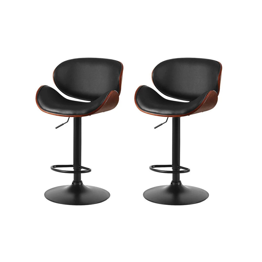 Bar Stools Set of 2 Kitchen Leather Swivel Gas Lift Chairs
