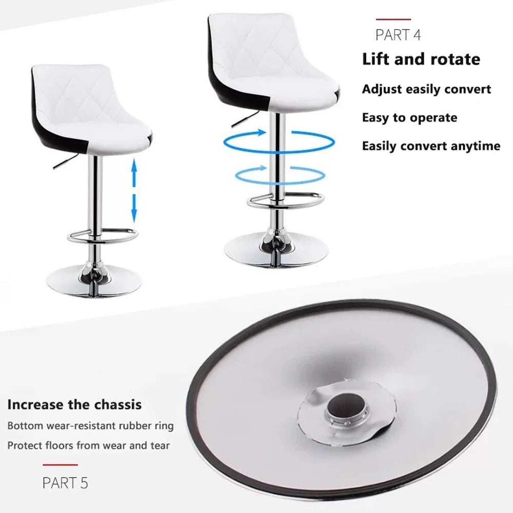 Bar Stools Set of 2 Kitchen Swivel Leather Barstools Gas