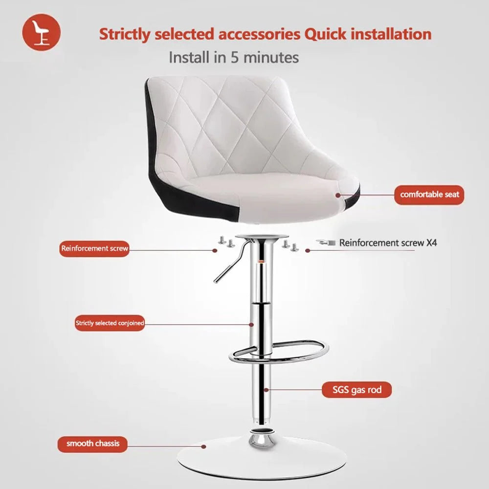 Bar Stools Set of 2 Kitchen Swivel Leather Barstools Gas