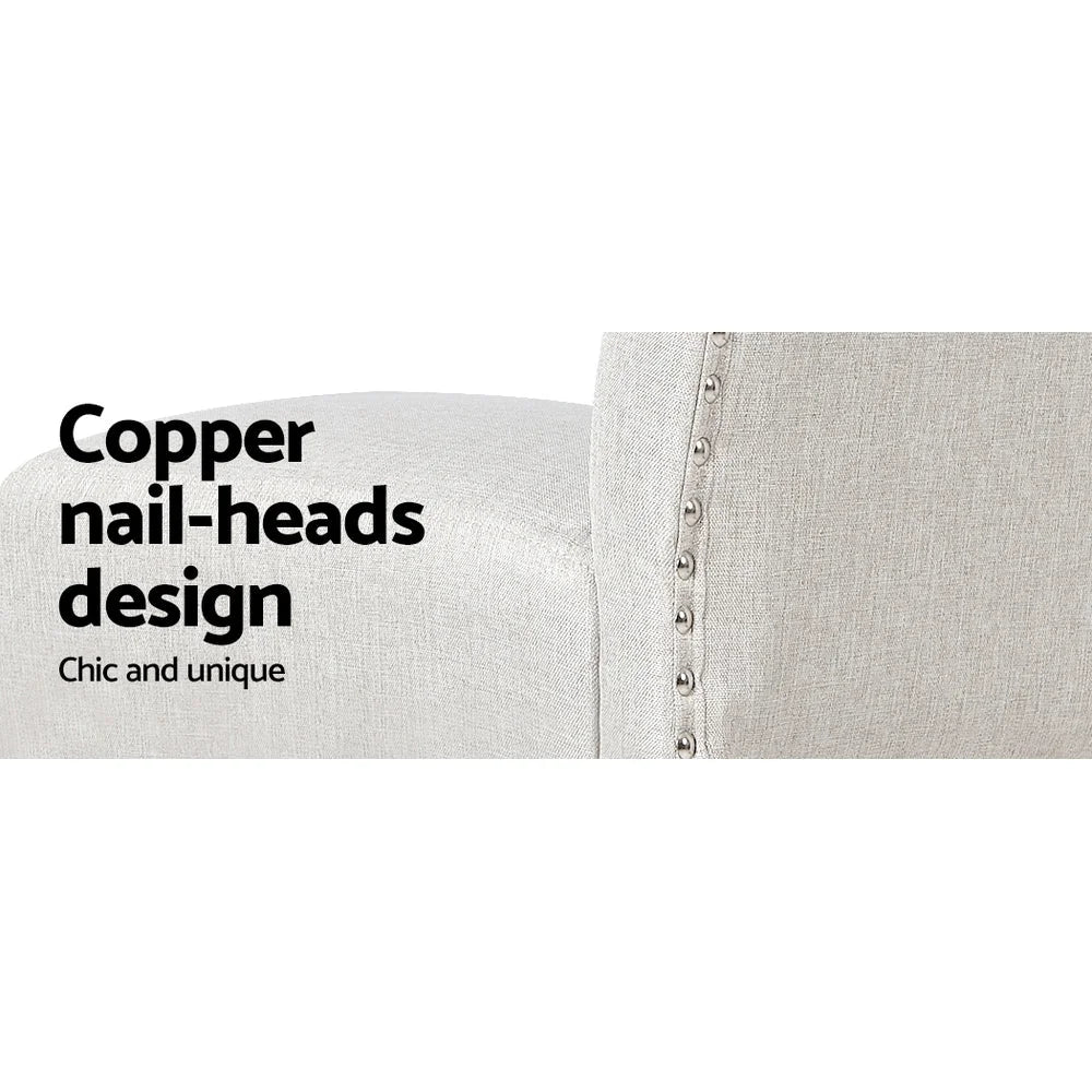 Bar Stools Set of 2 Linen Upholstered Chairs