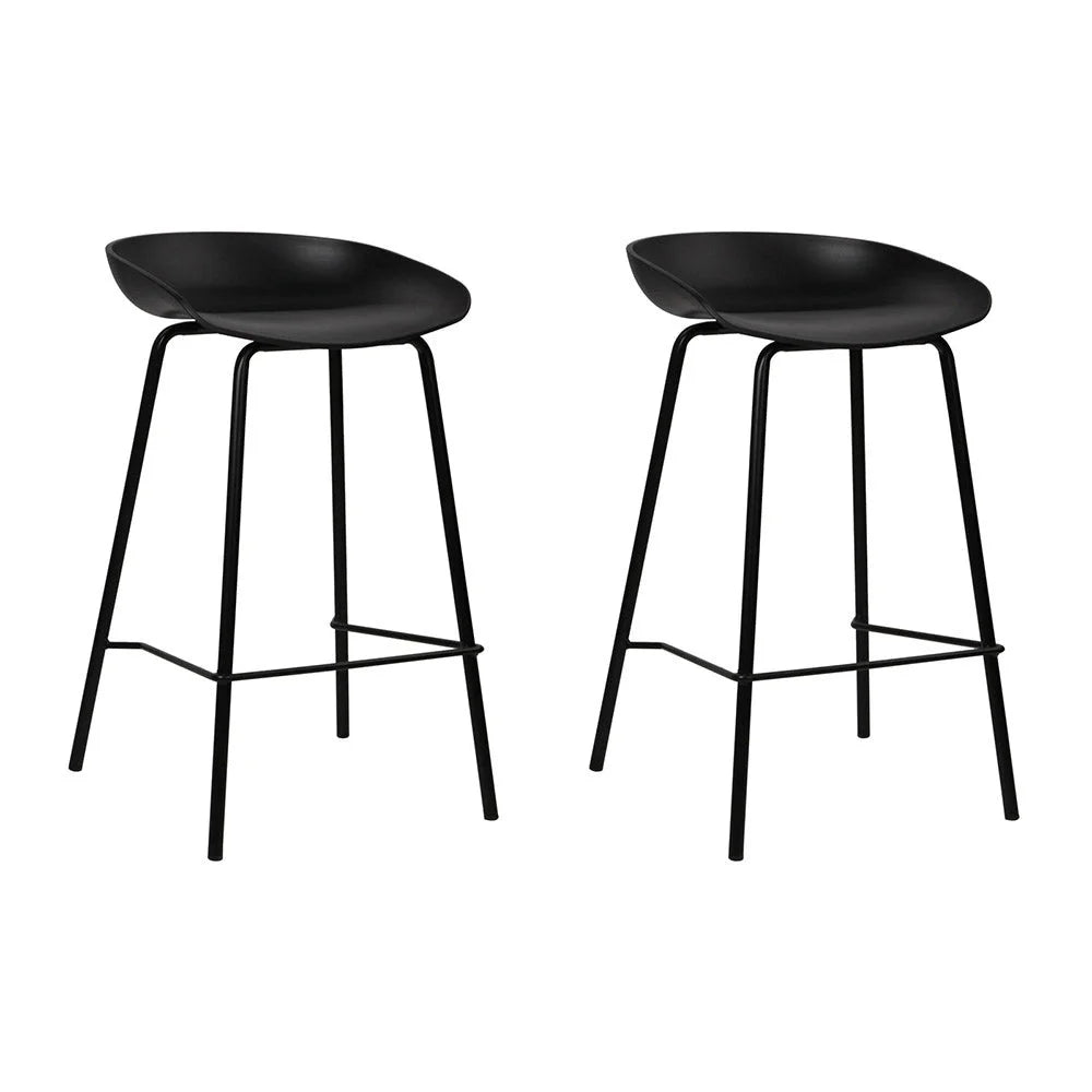 Bar Stools Set of 2 Metal black chairs 496