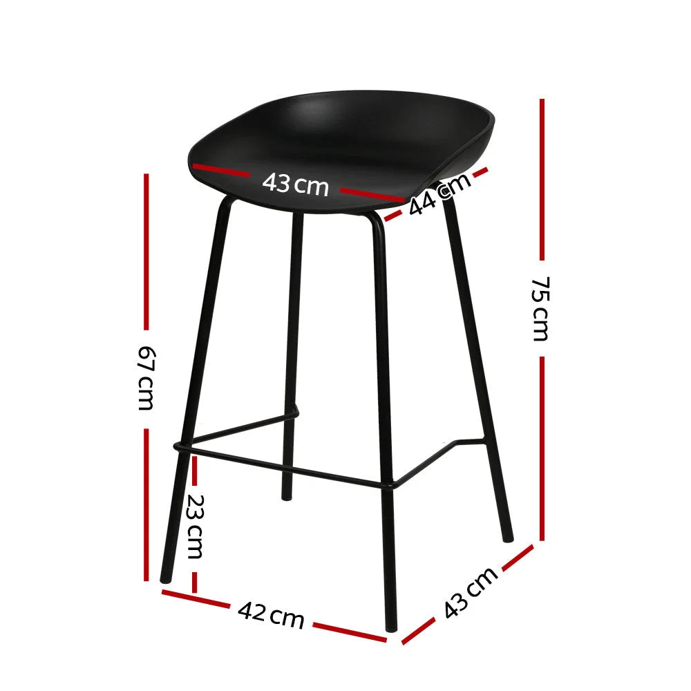 Bar Stools Set of 2 Metal black chairs 616