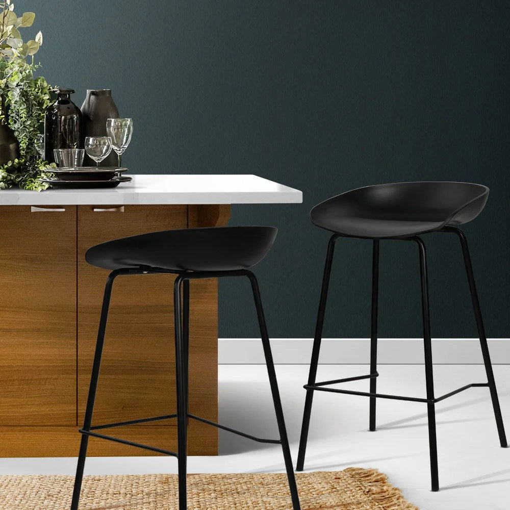 Bar Stools Set of 2 Metal black chairs 755