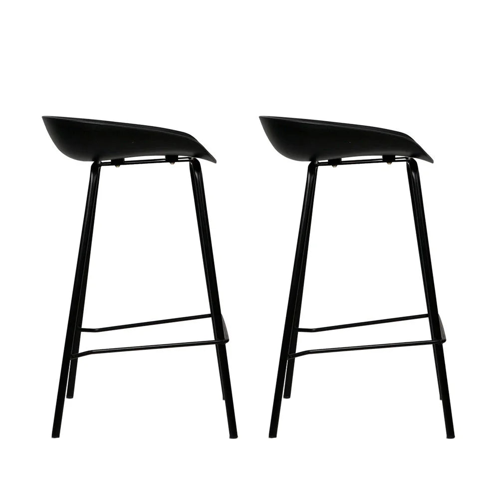 Bar Stools Set of 2 Metal black chairs 974